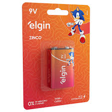 Bateria 9v Zinco Elgin 6F22