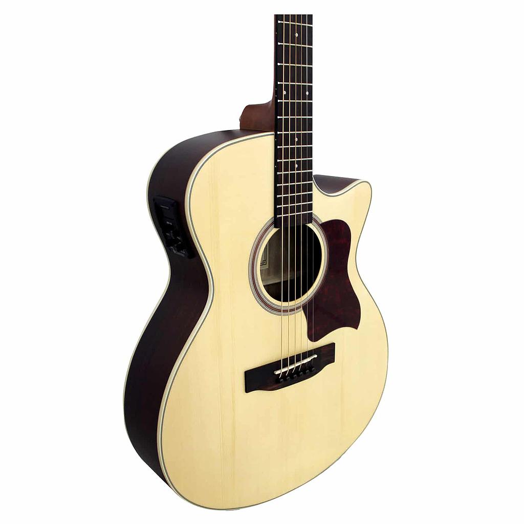 Violao Giannini Performance GGC Plus CEQ NS Folk Cutaway Eletroacustico Aço Grand Concert Natural Satin Afinador