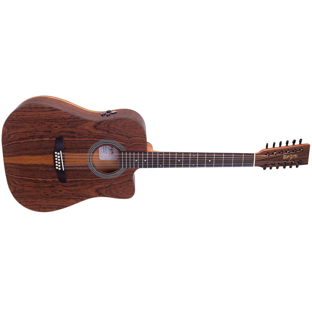 Violao Rozini RX415AT Presenca Brasil 12 Cordas Folk Cutaway Eletroacustico Aço Louro Preto
