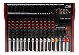 Mesa de Som MXT MX-12teq 12 Canais USB Player Bluetooth Phanton Power Efeitos
