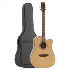 Violao Zellmer Heritage Mahogany Folk Cutaway Eletroacustico Aço Natural Brilhante Afinador Com Bag