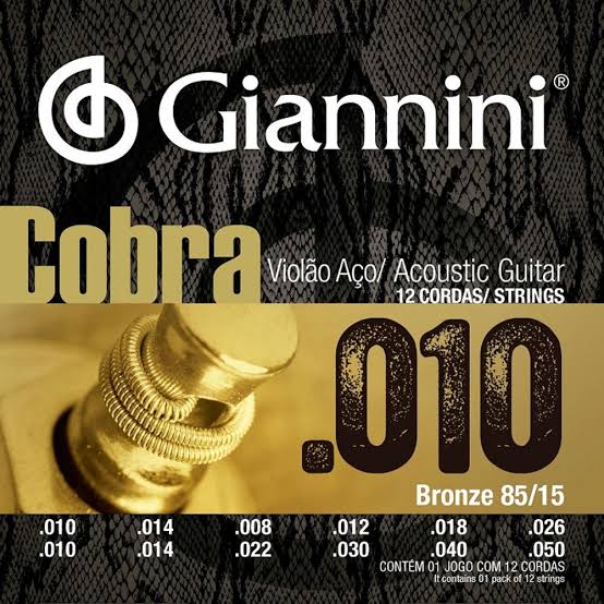 Encordoamento Violão Giannini Cobra 010 Aço 12 Cordas GEEF12M Bronze 5953