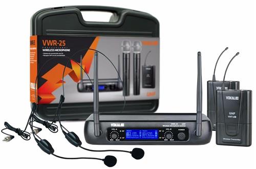 Microfone Sem Fio Vokal Vwr-25HH Duplo Headset Uhf
