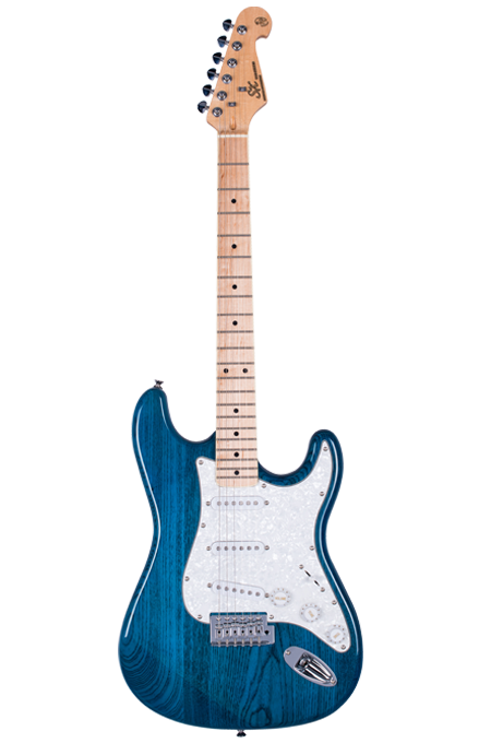 Guitarra SX SSTASH Vintage TBU Strato Floyd Rose Trans Blue